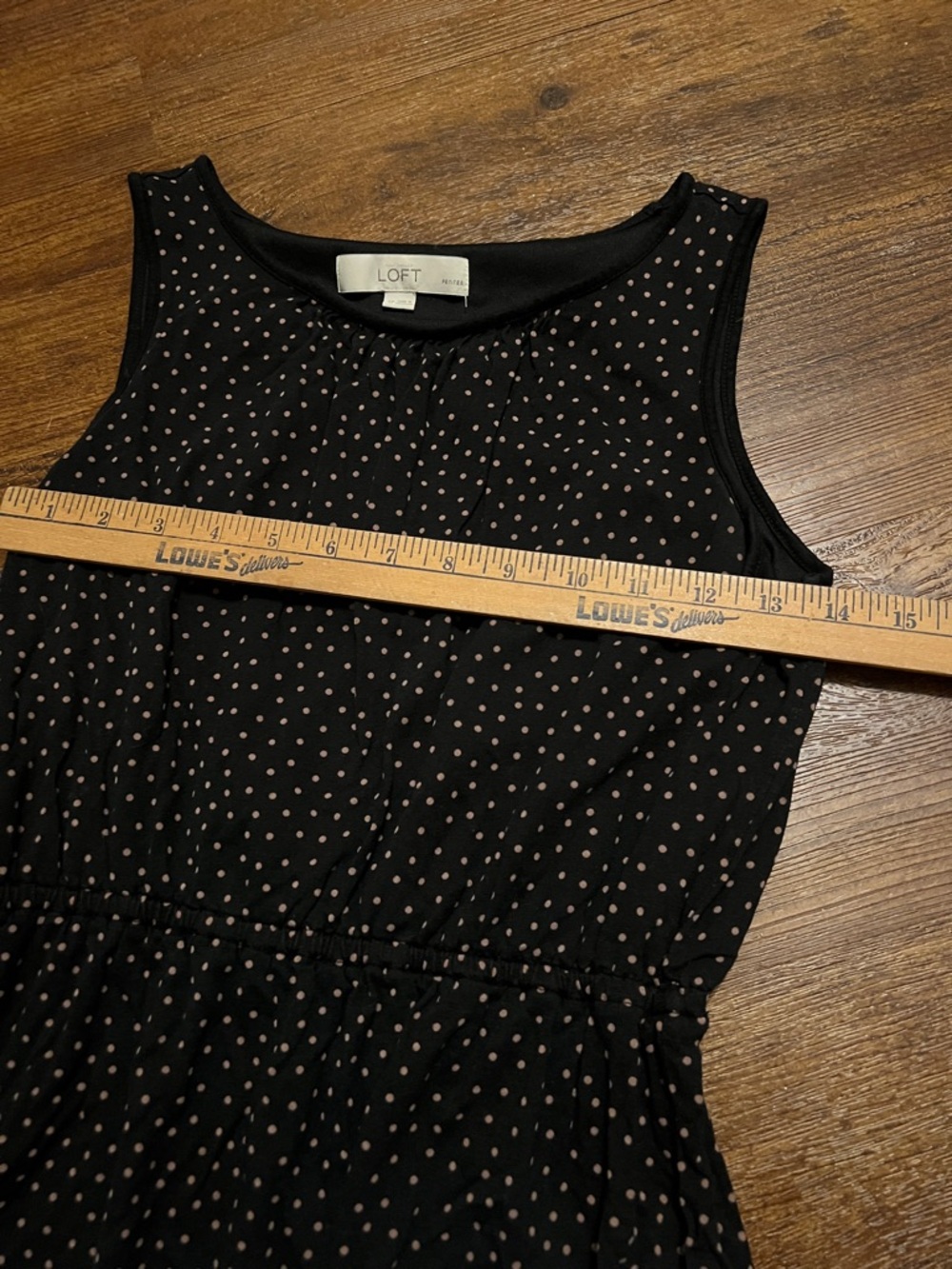 LOFT Black & Tan Polka Dot Sleeveless Mini Dress Rayon & Lyocell Size S Petite - Picture 10 of 11